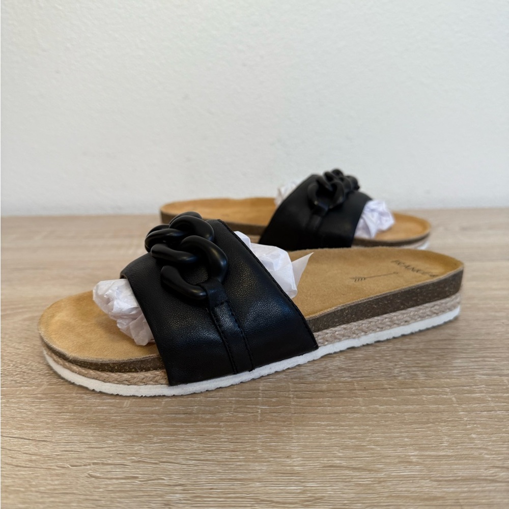 FRANKIE4 Quinn III Black slide chain detail sandals women’s Sz‎ 7 - Picture 6 of 8